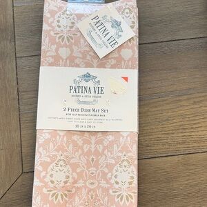Pink Floral 2-Piece Dish Mat Set